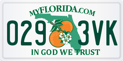 FL license plate 0293VK