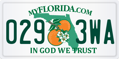 FL license plate 0293WA