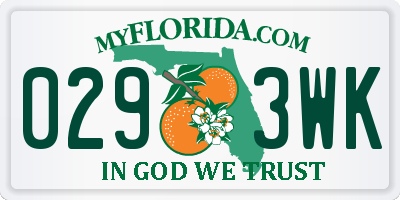 FL license plate 0293WK