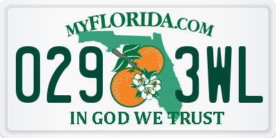 FL license plate 0293WL