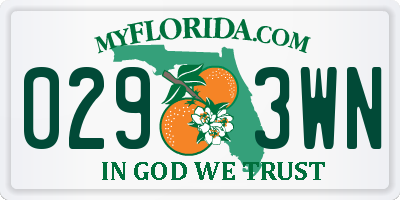 FL license plate 0293WN
