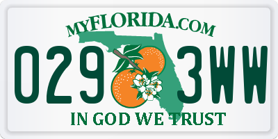 FL license plate 0293WW