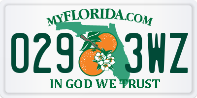 FL license plate 0293WZ
