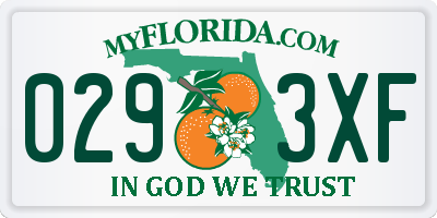 FL license plate 0293XF