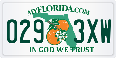 FL license plate 0293XW