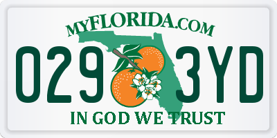 FL license plate 0293YD