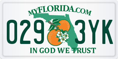 FL license plate 0293YK