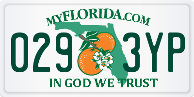 FL license plate 0293YP