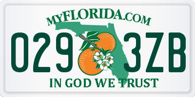 FL license plate 0293ZB