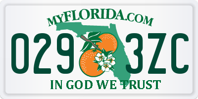 FL license plate 0293ZC