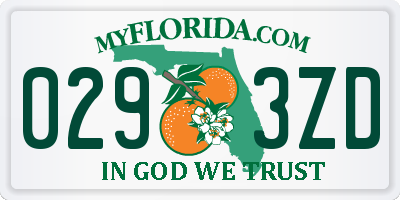 FL license plate 0293ZD