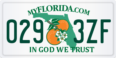 FL license plate 0293ZF