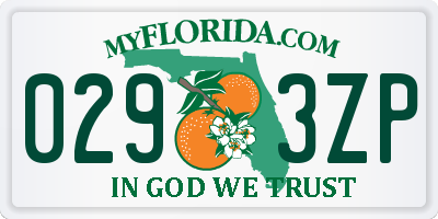 FL license plate 0293ZP
