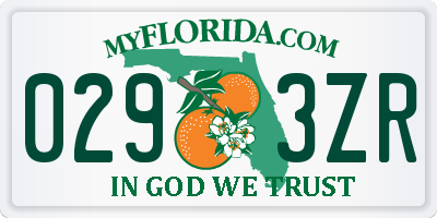 FL license plate 0293ZR