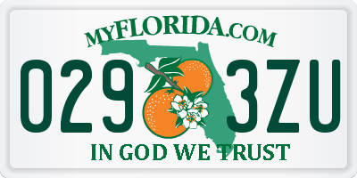 FL license plate 0293ZU