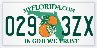 FL license plate 0293ZX