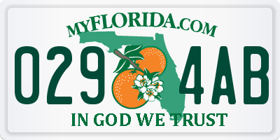 FL license plate 0294AB