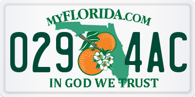 FL license plate 0294AC