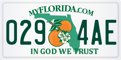 FL license plate 0294AE
