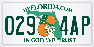 FL license plate 0294AP