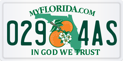FL license plate 0294AS