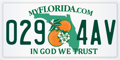 FL license plate 0294AV