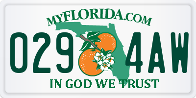 FL license plate 0294AW