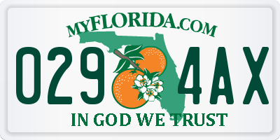 FL license plate 0294AX