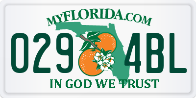 FL license plate 0294BL