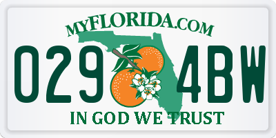 FL license plate 0294BW