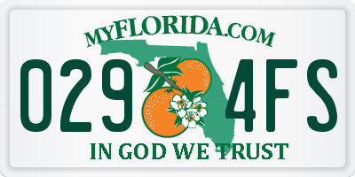 FL license plate 0294FS