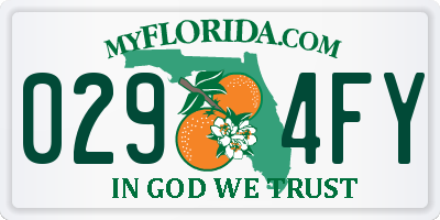 FL license plate 0294FY
