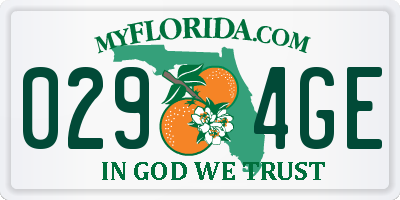 FL license plate 0294GE