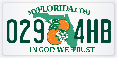 FL license plate 0294HB