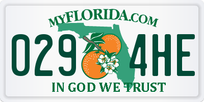 FL license plate 0294HE