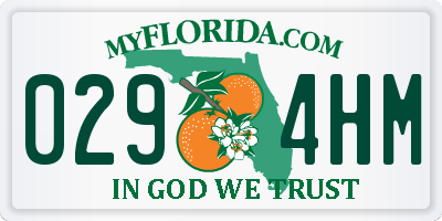FL license plate 0294HM