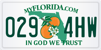 FL license plate 0294HW