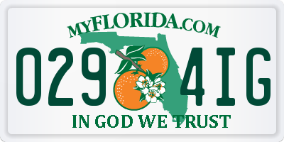 FL license plate 0294IG