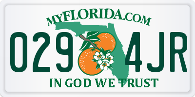 FL license plate 0294JR