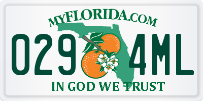 FL license plate 0294ML
