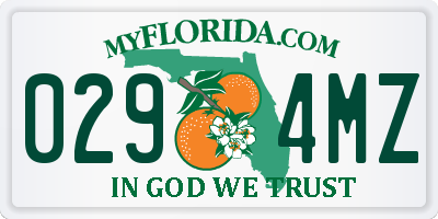 FL license plate 0294MZ
