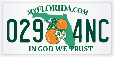 FL license plate 0294NC