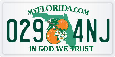 FL license plate 0294NJ