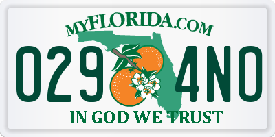 FL license plate 0294NO