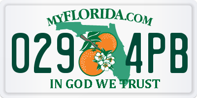 FL license plate 0294PB