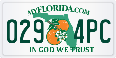 FL license plate 0294PC