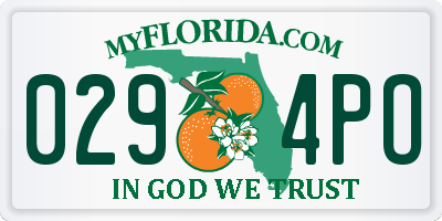 FL license plate 0294PO