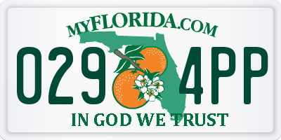 FL license plate 0294PP