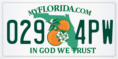 FL license plate 0294PW
