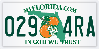 FL license plate 0294RA